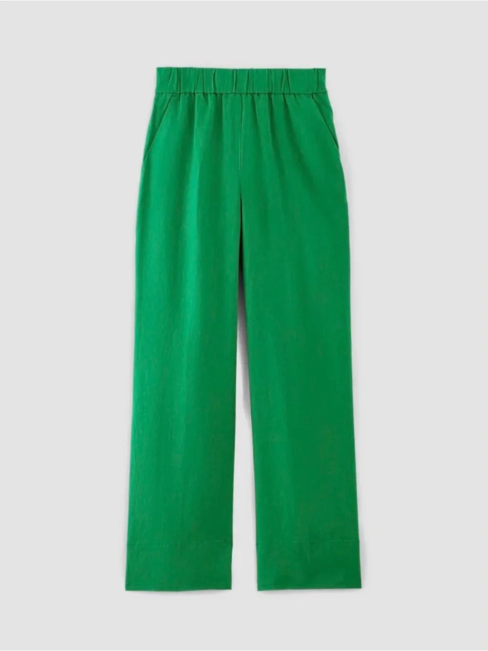 Everlane Linen Green Wide Leg Pants Elastic Waist